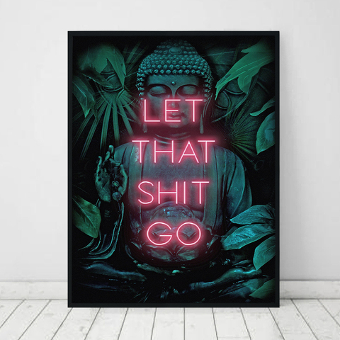 Impresiones en lienzo de Buda para decoración de baño, póster de Let this Shit Go, cita, arte de baño para mujer, imagen de pared ► Foto 1/5