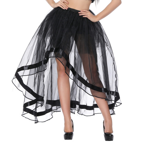 Falda larga Steampunk para mujer, falda Sexy de malla de tul transparente, negra, gótica, para fiesta de espectáculos ► Foto 1/6