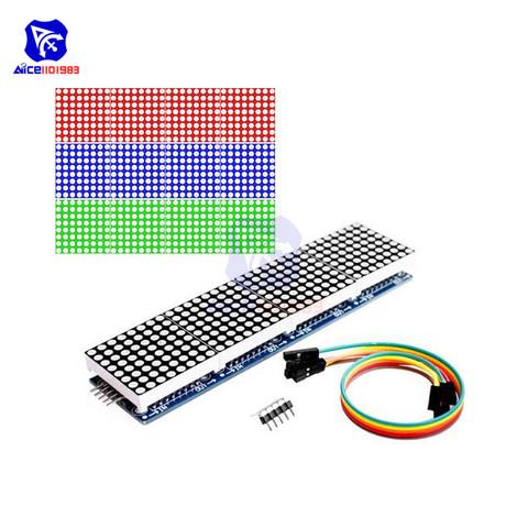 Microcontrolador LED MAX7219 pantalla 4 en 1 con módulo de Control de matriz de puntos de 5 P para Arduino 8x8 cátodo común de Punto 5 V ► Foto 1/6