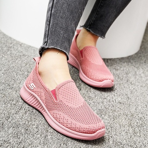 Zapatillas De deporte De las mujeres 2022 nuevo respiro De las mujeres Zapatos casuales Slip-on zapatillas rosa directo Zapatos De Mujer Zapatos ► Foto 1/1