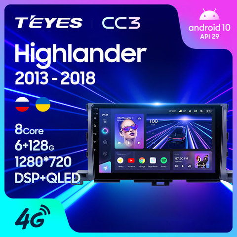 TEYES CC3-reproductor Multimedia de vídeo y Radio para coche, navegador estéreo, No 2din, 2 din, DVD, para Toyota Highlander 3 XU50 ► Foto 1/6