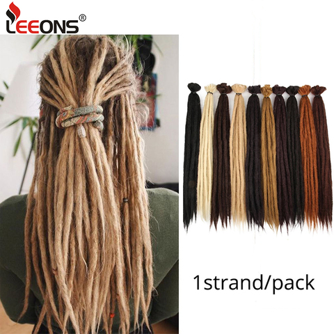 Leeons hecho a mano rastas extensiones de cabello Kanekalon pelo sintético 1 filamentos Dreadlock para las mujeres y los hombres de 20 pulgadas ► Foto 1/6