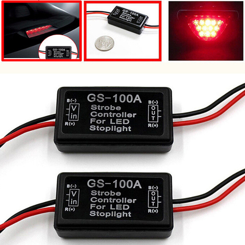 1 unidad de controlador de Flash de luz de freno módulo GS-100A controlador estroboscópico de Flash módulo intermitente para la lámpara LED de freno de coche 12V ► Foto 1/6