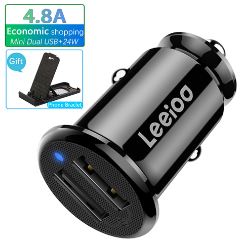 Mini cargador USB Dual para coche, adaptador de carga rápida automática de 24W, 2 puertos para tableta, cámara DVR, interruptor GPS, Samsung, iPhone 11, X, 8, 7, 6, 4.8A ► Foto 1/6