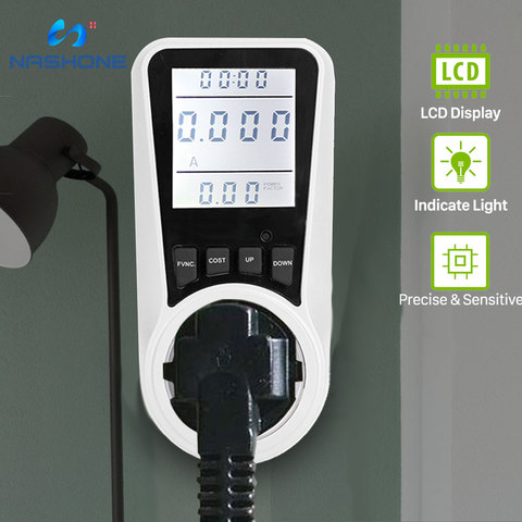 Nashone-medidor Digital de potencia CA, 220v, LCD, Monitor de potencia, enchufe europeo, potencia de kilovatios ► Foto 1/6