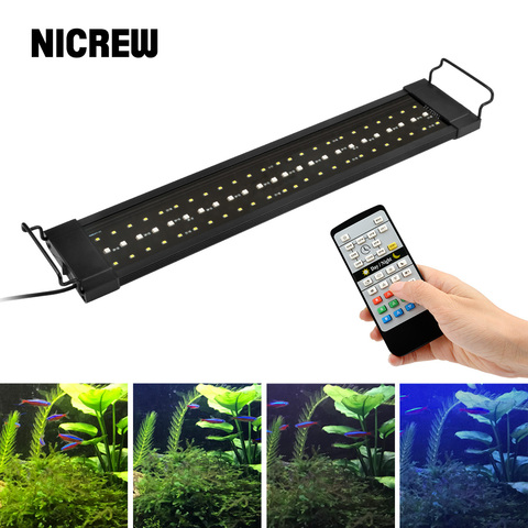 NICREW-Lámpara de iluminación led para acuario con plantas, regulador de luz para pecera de 32-74 cm, voltaje de 110V-240V, con temporizador automático ► Foto 1/6