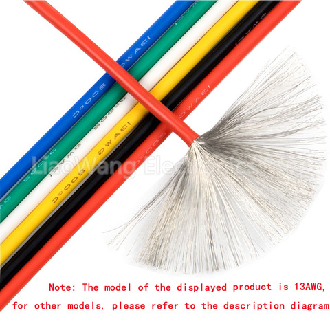 Cable electrónico de silicona de 5 m/lote UL3239-14/16/18/20/22/24/26/28/30 # AWG 200 grados Celsius cable suave de alta temperatura ► Foto 1/5