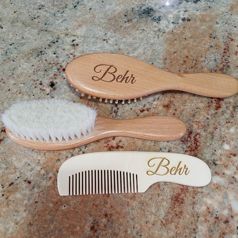 Cepillo de madera personalizado para bebé, masajeador de cabeza para recién nacido, peine portátil, cepillo para el baño, regalo para bebé, ducha de bebé ► Foto 1/4