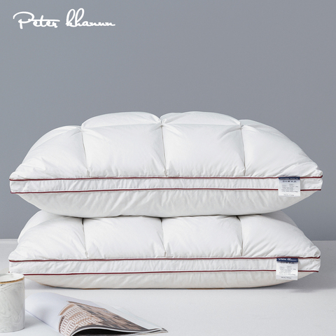 Peter Khanun-almohadas de plumas de pato/ganso blanco para dormir, almohadas textiles para el hogar, 48x74cm, con diseño de marca, pan 3D, 014 ► Foto 1/6