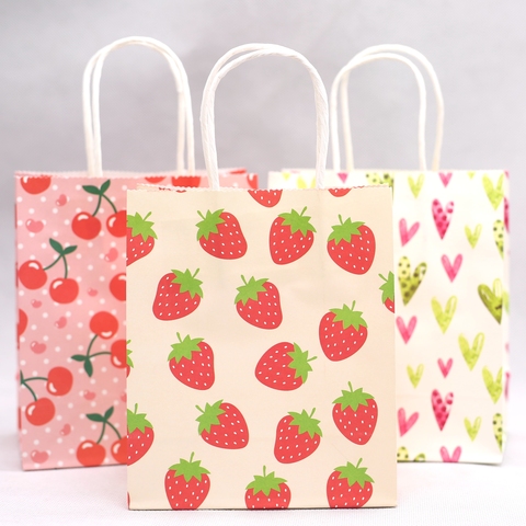 Bolsa de regalo de papel Kraft con mango, bolsas de paquetes de regalo para fiesta de cumpleaños y boda, regalo de Año Nuevo, 5 unids/lote ► Foto 1/4