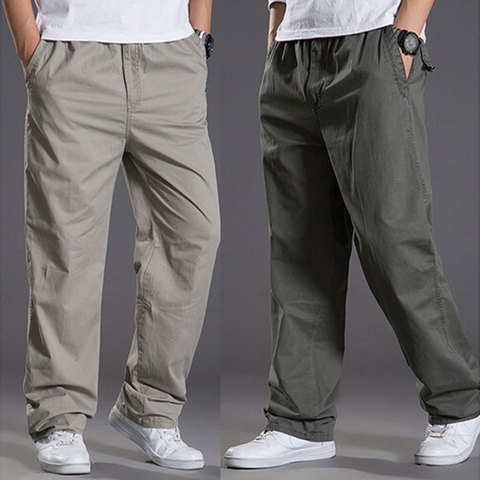 Pantalones de algodón informales para hombre, Pantalón elástico con múltiples bolsillos, talla grande, M-6XL, primavera y verano ► Foto 1/6