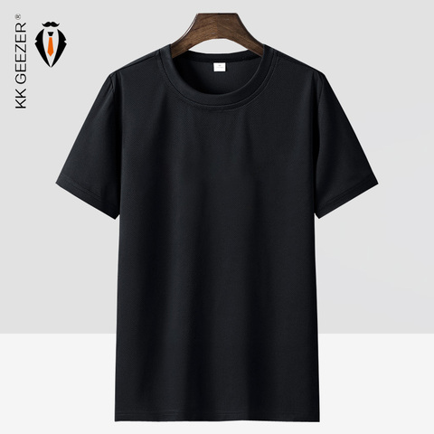T camisa de los hombres 6XL 7XL 8XL deportes Fitness rápido seco Plus tamaño Color sólido negro camisetas de verano transpirable camiseta suelta ► Foto 1/6