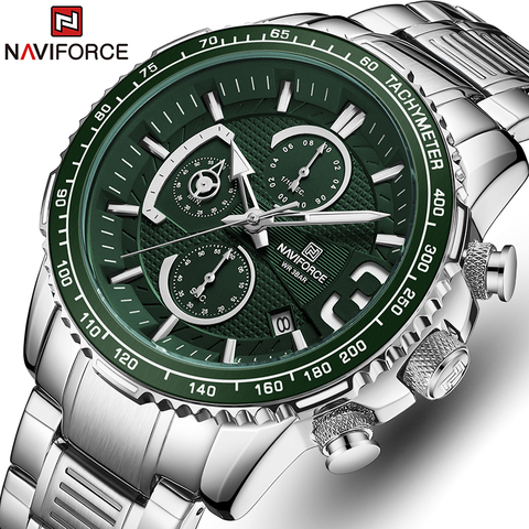 NAVIFORCE-reloj deportivo de lujo para hombre, cronógrafo de cuarzo, de acero inoxidable, resistente al agua, con esfera grande, Masculino ► Foto 1/6