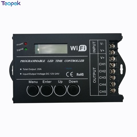 TC420 TC421 WiFi tiempo controlador de Led programable Dimmer RGB iluminación del acuario temporizador de Entrada 5 canales 20A para la tira de Led 12v/24v ► Foto 1/6