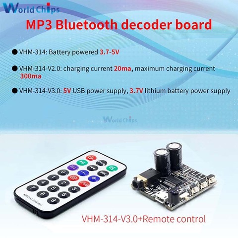 Placa receptora de Audio VHM-314 V3.0 Bluetooth 5,0, decodificador de MP3, reproductor de música, compatible con módulo EQ, tarjeta de sonido PC, Control remoto IR ► Foto 1/6