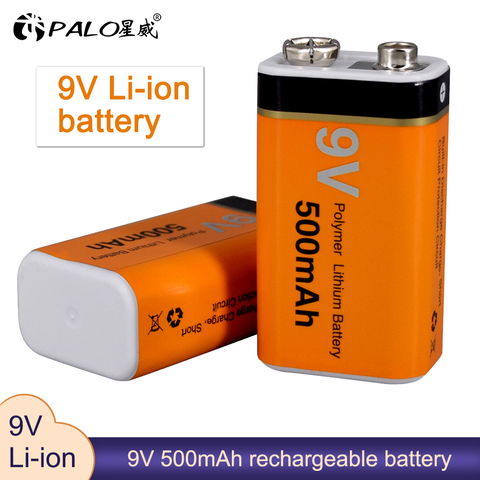 PALO 500mAh 9V Li-ion batería recargable baja autodescarga 9v batería de polímero de litio para multímetro micrófono juguete KTV uso ► Foto 1/6