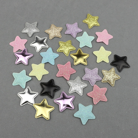 Accesorios para el cabello para niños, apliques acolchados con estrellas brillantes de 2,8 cm, 50 Uds., adornos para el cabello, pentagrama artesanal, decoración en relieve ► Foto 1/6