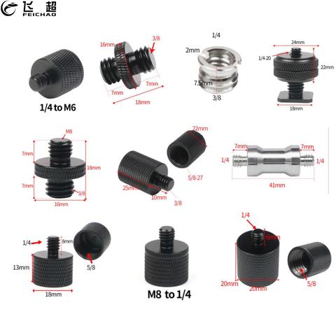 Adaptador de montaje de tornillo de rosca macho a hembra, soporte de micrófono, placa de trípode SLR, accesorios de cámara, M8, M6, 1/4, 3/8 y 5/8 pulgadas ► Foto 1/6