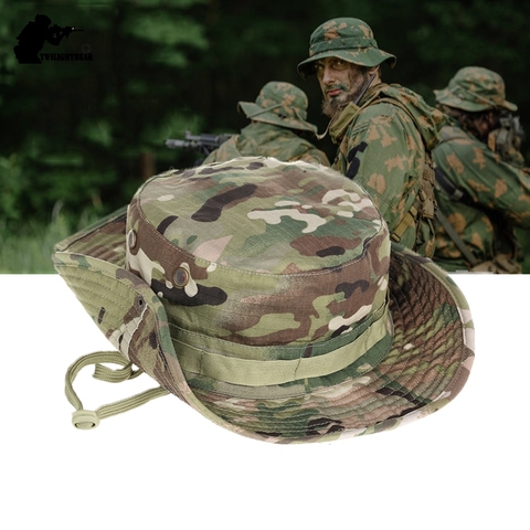 De calidad superior espesar MULTICAM sombrero de camuflaje militar BOONIE sombrero sombreros de cubo para la caza senderismo Camping 20 colores A15F1 ► Foto 1/6