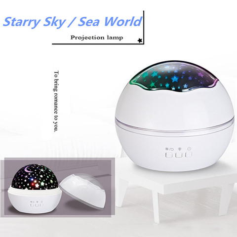 Proyector LED giratorio Master, lámpara de rotación romántica, luz nocturna de estrella del cielo estrellada del mundo oceánico, alimentación por USB para niños y bebés ► Foto 1/6