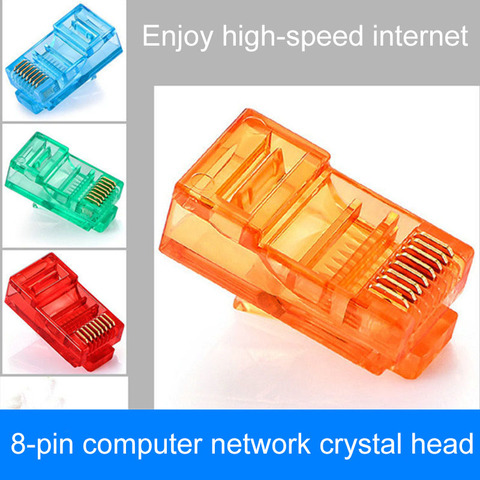 Cables Ethernet RJ45 8P8C, conector de red de enchufe, cabezas de cristal RJ-45, Cat5, Color dorado, 20/50/100 Uds. ► Foto 1/6