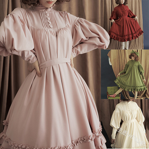 Vestido gótico Vintage de Lolita, traje de princesa del Palacio de la Universidad japonesa, manga de la linterna de encaje, bonito vestido de fiesta de lolita ► Foto 1/5