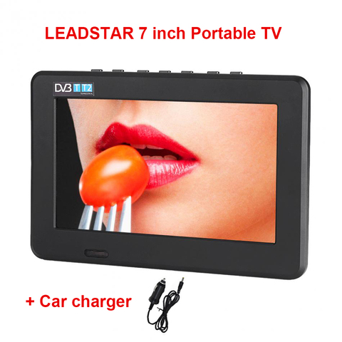 LEADSTAR-REPRODUCTOR DE TELEVISIÓN a Color, 7 pulgadas, D7, DVB-T2, ATSC, 16:9, HD, Digital, analógico, tarjeta TF, USB, con cargador para coche ► Foto 1/6