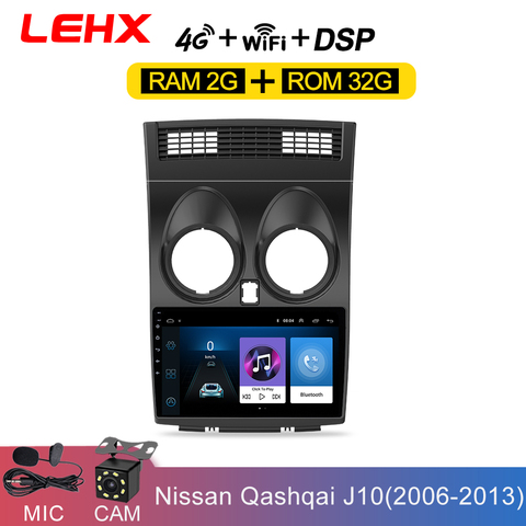 Radio Central para coche LEHX 2 Din, Android 8,1, con navegación GPS y reproductor Multimidia para Nissan Qashqai, 1 J10, 2006-2013, 2G + 32G, Radio automática ► Foto 1/6