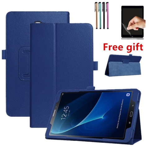 Funda de cuero PU con soporte de alta calidad para Samsung Galaxy Tab A 10,1 T580 T585 tableta de lichi rotatoria de 360 grados funda + película + bolígrafo ► Foto 1/6