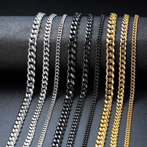 Vnox-collar de acero inoxidable con cadena de eslabones cubanos, Gargantilla, color negro, dorado, Vintage ► Foto 1/6