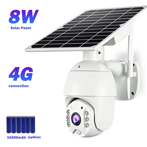 Cámara IP CCTV 4G para exteriores, cámara de seguridad inteligente con WIFI, HD, 1080P, batería de vigilancia, PTZ, Panel Solar de 8W ► Foto 1/6