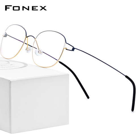 FONEX Montura de gafas de aleación de titanio hombres prescripción gafas coreano Dinamarca mujeres miopía marco óptico sin tornillos gafas 98618 ► Foto 1/6