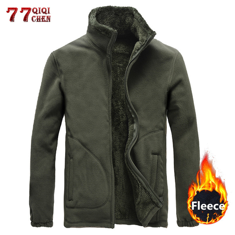 Otoño Invierno espesar cálido Chaqueta con funda suave de los hombres táctico militar térmico Polar chaqueta Casual abrigo de talla grande 6XL 7XL 8XL ► Foto 1/6