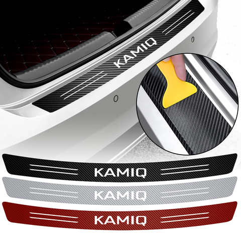 Pegatinas de fibra de carbono para parachoques trasero de coche, Protector de borde antirrayaduras, calcomanía decorativa para Skoda Kamiq, accesorios ► Foto 1/6