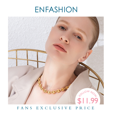 ENFASHION-Cadena de eslabones Punk para mujer, gargantilla de acero inoxidable, Color dorado, Hip Hop, Rock, collares para hombre, joyería P3022 ► Foto 1/6