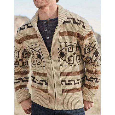 Chaqueta de punto con solapa para hombre, tejido a mano, estilo europeo y americano, suave y elástico, Varios tamaños holgado ► Foto 1/1