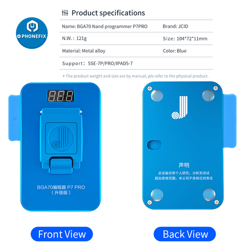 JC Pro1000S JC P7 Pro NAND programador para iPhone 6S 6SP 5SE 7 P iPad Pro NAND SN leer y escribir iPad Pro Error de herramienta de la reparación ► Foto 1/6