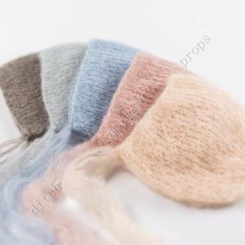 Handcraft Baby gorro de lana Mohair tejido a mano, atrezos para fotografía de bebés. Apoyo de fotografía. En regalo de Baby Shower ► Foto 1/6