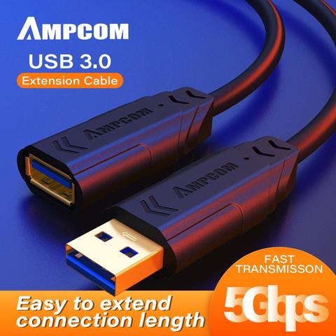 AMPCOM Cable de extensión USB Cable USB 3,0 extensor usb para teclado USB, ratón, a-macho A a-hembra Cable adaptador ► Foto 1/6