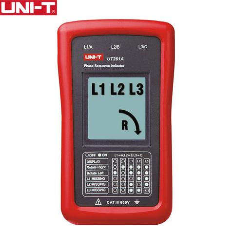 Indicador de rotación de Motor de secuencia de fase UNI-T, indicador de fase faltante, de 3 fases voltaje de CA, 40 ~ 700V, UT261A, UT261B ► Foto 1/6