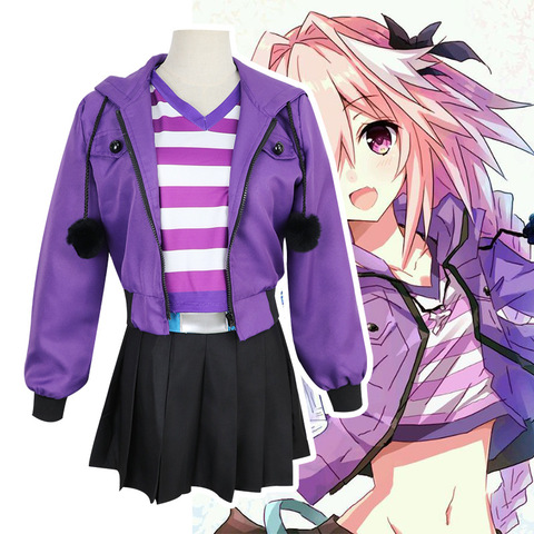 Disfraz de Cosplay de Fate Apocrypha Astolfo para mujer, peluca rosa, chaqueta de primavera abrigo púrpura para disfraz de fiesta de Halloween, 2XL ► Foto 1/1