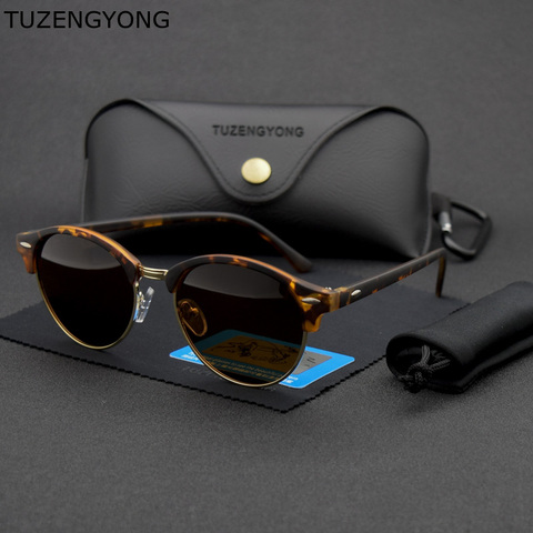 TUZENGYONG-gafas de sol polarizadas clásicas para hombre y mujer, lentes de sol redondas a la moda, de diseñador de marca, Vintage, para conducir, UV400 ► Foto 1/6