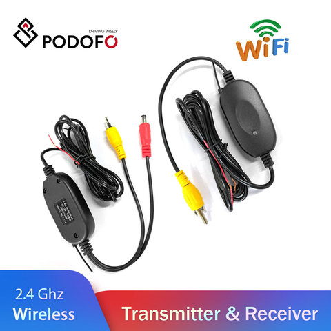 Podofo-cámara trasera de coche, Kit de cableado inalámbrico, Wifi, 2,4 GHz, cc 12V, cámaras de vehículos, transmisor/receptor inalámbrico de vídeo RCA ► Foto 1/6