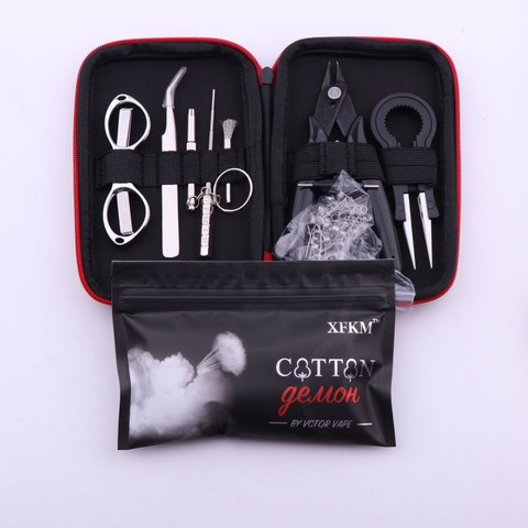 XFKM-Mini Kit de herramientas, bolsa, pinzas cerámicas, alicates, banda de alambre, bobina clapton, plantilla de algodón para RDA RTA RBA X9, accesorios ► Foto 1/6