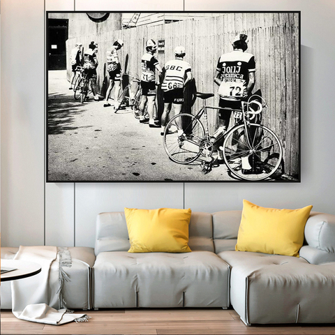 Póster de bicicleta estampada para ciclista, cartel de foto Vintage en blanco y negro para decoración de baño para hombre, arte de pared para Ciclismo de Carretera de orina ► Foto 1/6