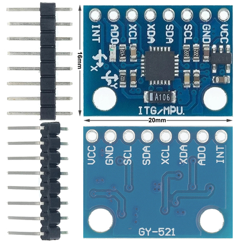 1 piezas GY-521 MPU-6050 MPU6050 módulo 3 eje sensores giroscópicos analógica + 3 módulo acelerómetro Axis C74 ► Foto 1/6
