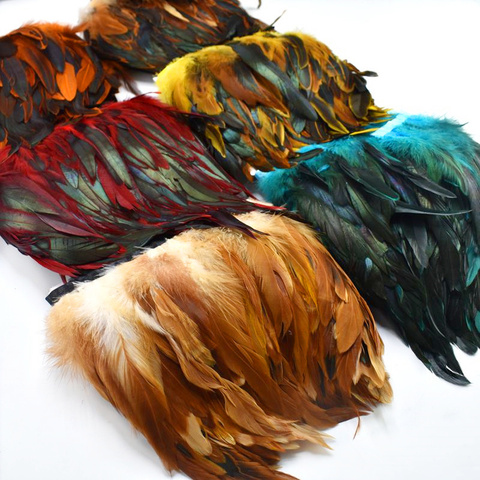 1 metro natural revestimiento de plumas de gallo fringe para artesanía plumas 13-18cm negro plumas cinta DIY ropa, costura fiesta decoraciones ► Foto 1/6