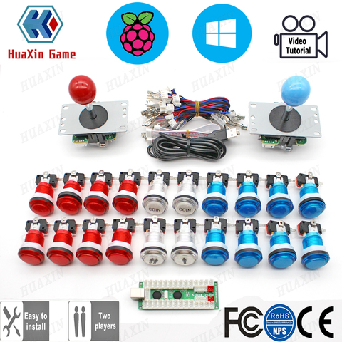 Caja de juegos recreativos con codificador cero retardo kit de bricolaje para 5V de empuje con LED para iluminar hasta botones copia de SANWA Joystick USB a PC Raspberry Pi ► Foto 1/6