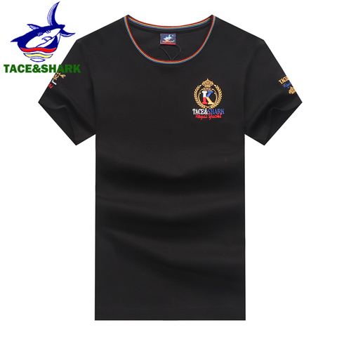 TACE y tiburón 2022 verano Camisetas militares ropa de moda tiburón bordado T camisa Casual para hombre camisetas de algodón de alta calidad ► Foto 1/6