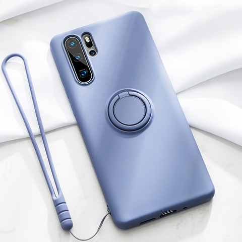 De Lujo funda de silicona suave para Huawei P30 Pro P40 P20 amigo 20 Lite Honor 20 Pro teléfono anillo de Metal titular de la cubierta del Huawei Nova 5 caso ► Foto 1/6